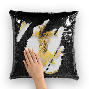 Caesar Skull Relief- French Gothic Sequin Pillowcase or Throw Pillow in Lightest Gray | Le Leanian™