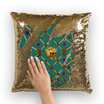 French Gothic Honey Bee & Rib Star Pattern-Sequin Pillowcase & Throw Pillow-Jade Green