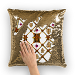 FRENCH COUNTRY STYLE-GILDED BEES, RIBS & STARS PATTERN-Satin & Suede Pillow Case-Cushion Cover in Color WHITE
