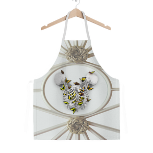 Versailles Divergence Skull Golden Whispers- Classic French Gothic Apron in Lightest Gray | Le Leanian™