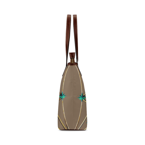 Skull and Teal Stars- Classic French Gothic Tote Bag in Neutral Camel | Le Leanian™