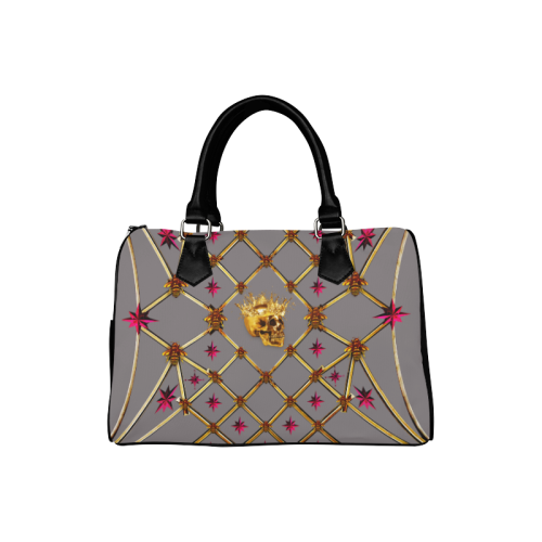 Skull & Stars- French Gothic Boston Handbag in Lavender Steel | Le Leanian™