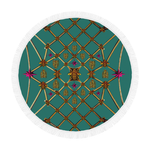 Bee Divergence Gilded Ribs & Teal Stars- Circular French Gothic Medallion Beach Throw in Jade | Le Leanian™