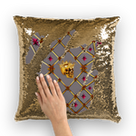 French Gothic Honey Bee & Rib Star Pattern-Sequin Pillowcase & Throw Pillow-Lavender Steel Purple