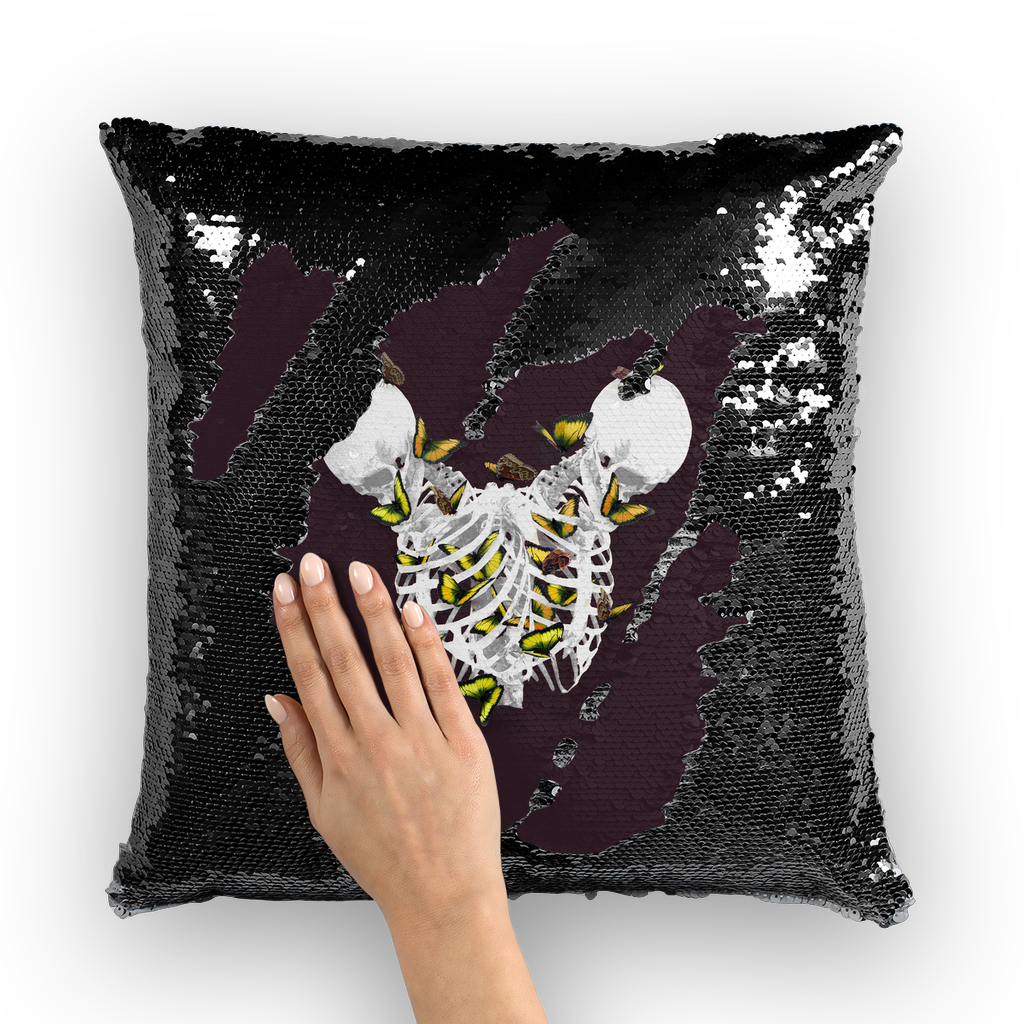 Versailles Divergence Golden Duality- French Gothic Sequin Pillowcase or Throw Pillow in Muted Eggplant Wine | Le Leanian™