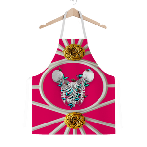 Versailles Gilded Skull Divergence Teal Whispers- Classic French Gothic Apron in Bold Fuchsia | Le Leanian™