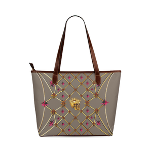 Skull & Magenta Stars- Classic French Gothic Tote Bag in Cocoa Clay | Le Leanian™