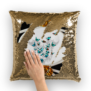 Versailles Whispers Gilded Divergent Teal Duality- Sequin Pillow Case in Back to Black ﻿| Le Leanian™ | The Photographist™
