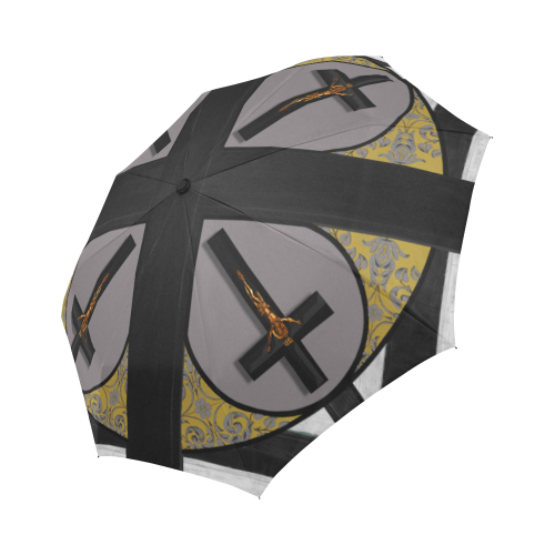 The Crossroad Crucifix- Semi Auto & Auto Foldable French Gothic Umbrella in Lavender Steel | Le Leanian™