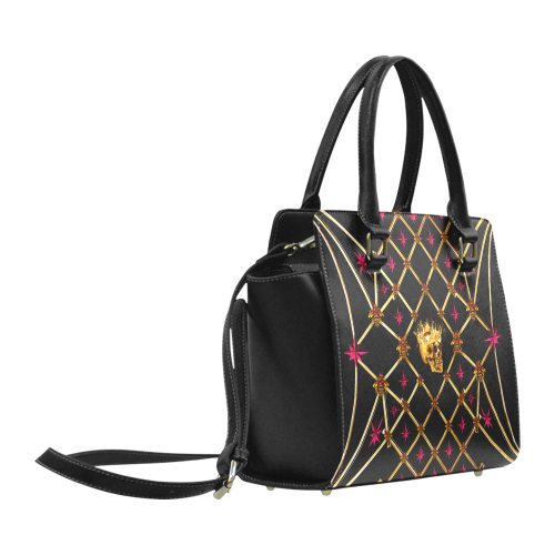 Skull & Stars- Classic French Gothic Satchel Handbag in Back to Black | Le Leanian™