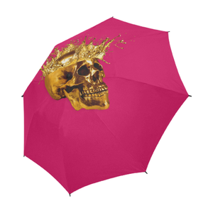 Cirque- Circus Metallic Gold Skull Umbrella- in Color Solid Bold Fuchsia PINK