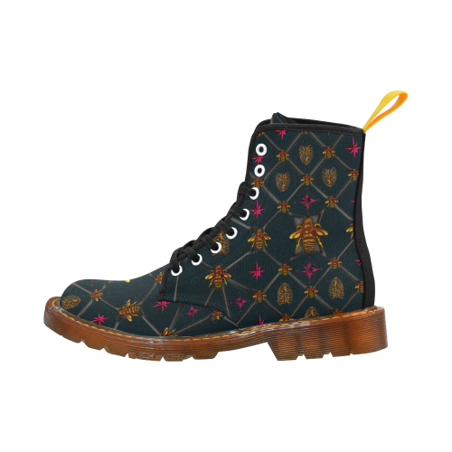 Bee Divergent Dark Ribs & Magenta Stars- Women's French Gothic Combat  Boots in Midnight Teal | Le Leanian™