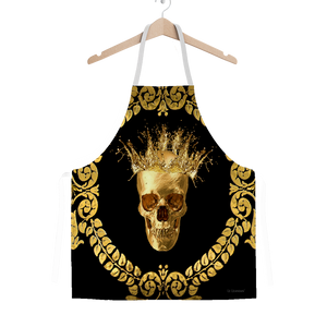 Classic Apron-Gold SKULL and Crown-Gold WREATH-Color BLACK