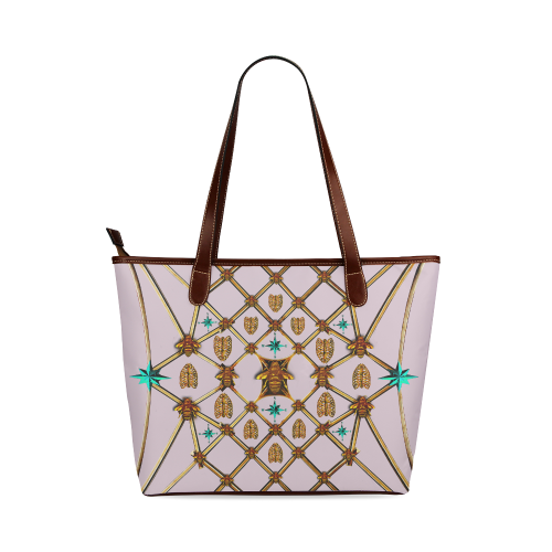 Gilded Bees & Ribs- Classic French Gothic Tote Bag in Nouveau Blush Taupe | Le Leanian™
