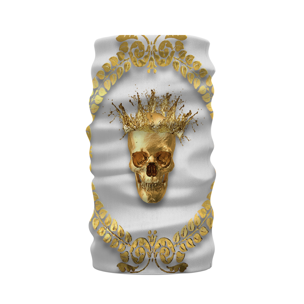 Morf SCARF- GOLD SKULL CROWN-GOLD WREATH-Color Light GRAY