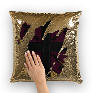 Crossroad Crucifix Gothic Sequin Pillowcase-Throw Pillow- Eggplant Wine Red