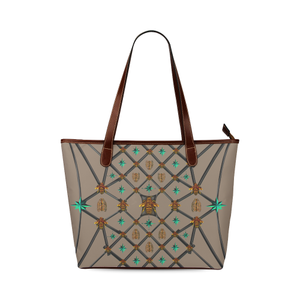 Bee Divergence Dark Ribs & Jade Stars- Classic French Gothic Tote Bag in Cocoa Clay | Le Leanian™