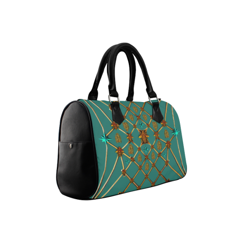 Gilded Bees & Ribs- French Gothic Boston Handbag in Jade | Le Leanian™