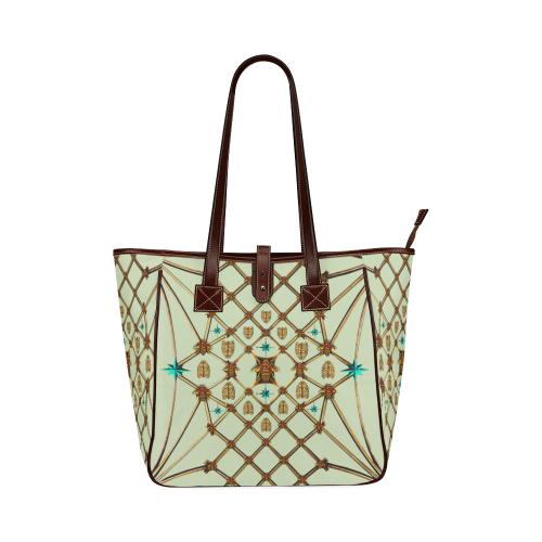 Gilded Bees & Ribs- Classic French Gothic Upscale Tote Bag in Pale Green | Le Leanian™