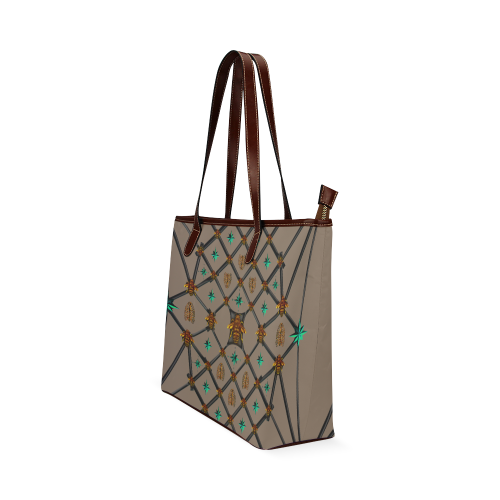 Bee Divergence Dark Ribs & Jade Stars- Classic French Gothic Tote Bag in Cocoa Clay | Le Leanian™