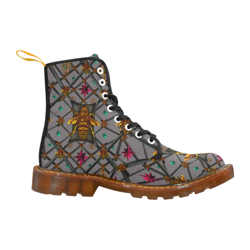 Bee Divergent Abstract- Women's Gothic Combat Style Boots in Lavender Steel | Le Leanian™