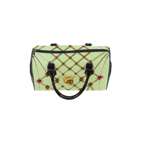 Skull & Honeycomb- French Gothic Boston Handbag in Peacock Ring Green | Le Leanian™