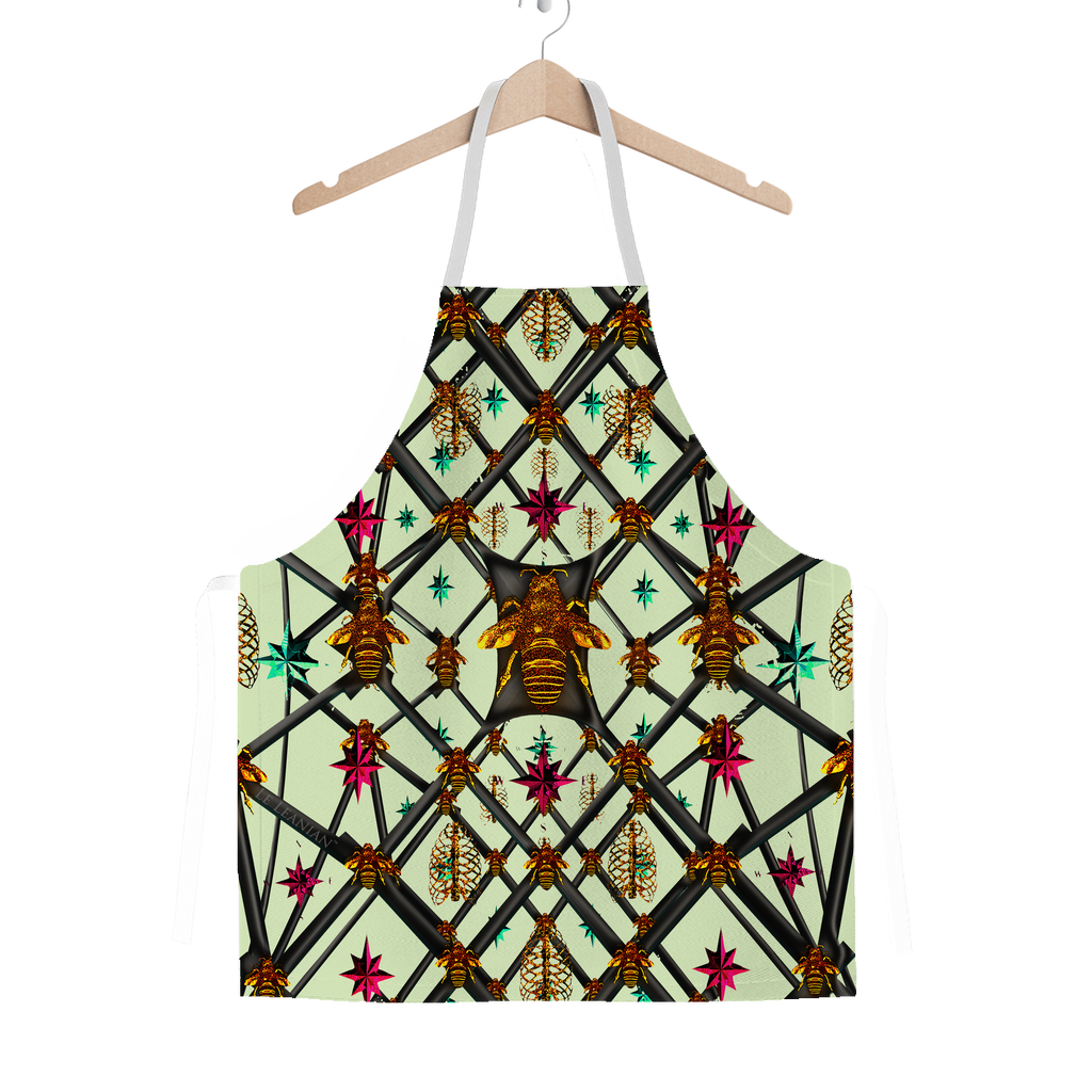 Bee Divergent Abstract- Classic French Gothic Apron in Pale Green | Le Leanian™