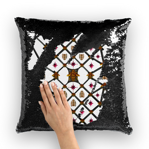 Bee Divergence Dark Ribs & Magenta Stars- French Gothic Sequin Pillowcase or Throw Pillow in White | Le Leanian™