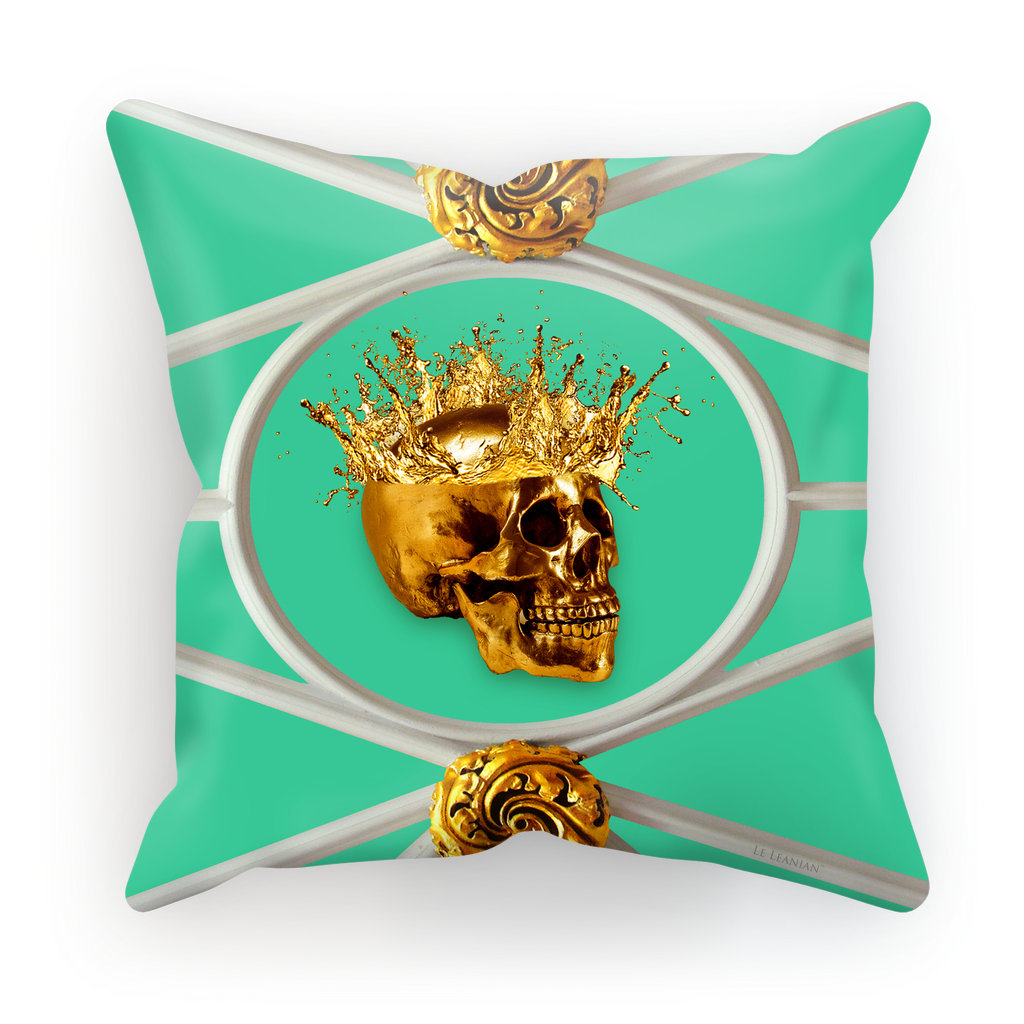 Versailles Golden Skull & Crown Pillowcase- in Blue Green