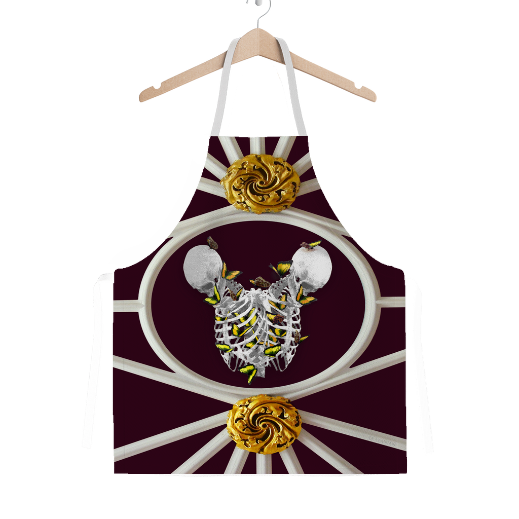 Versailles Gilded Skull Divergence Golden Whispers- Classic French Gothic Apron in Eggplant Wine | Le Leanian™