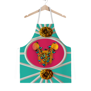 Versailles Gilded Skull Divergence Teal Whispers- Classic French Gothic Apron in Teal & Fuchsia | Le Leanian™