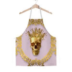Classic Apron-Gold SKULL and Crown-Gold WREATH-Color PASTEL PINK