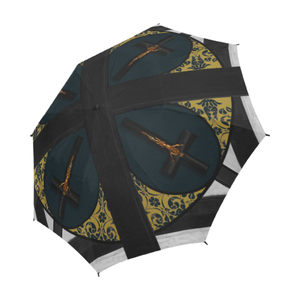 Crucifix- Fashion Umbrella- Gothic Chic Umbrella in Dark Blue- Navy Blue- Blue