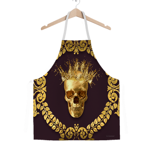 Caesar Gilded Skull- Classic French Gothic Apron in Muted Eggplant Wine | Le Leanian™