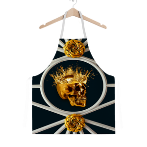 Versailles Golden Skull- Classic French Gothic Apron in Midnight Teal | Le Leanian™