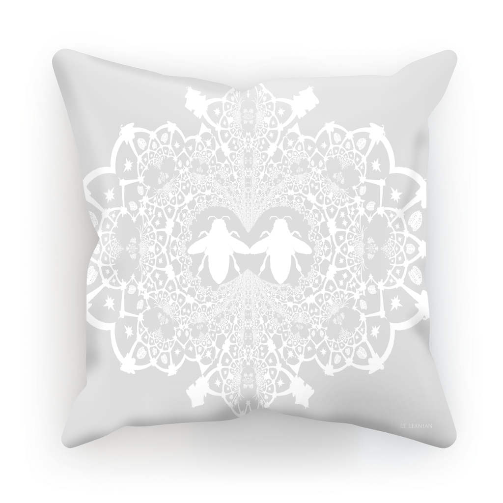 Baroque Honey Bee Relief Satin Pillowcase- French Gothic-Light Gray