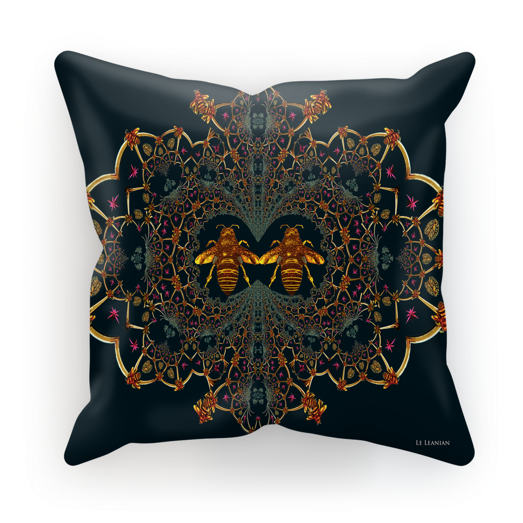 Baroque Honey Bee Satin Pillowcase- Blue