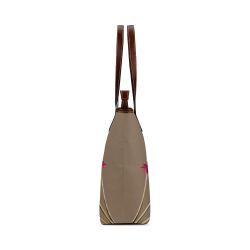 Skull & Magenta Stars- Classic French Gothic Tote Bag in Neutral Camel | Le Leanian™