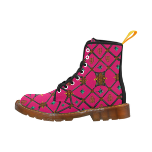 Bee Divergence Dark Ribs & Jade Stars- Women's French Gothic Combat  Boots in Bold Fuchsia | Le Leanian™