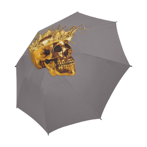 Cirque Gold Skull- Solid- Semi Auto & Auto Foldable French Gothic Umbrella in Lavender Steel | Le Leanian™
