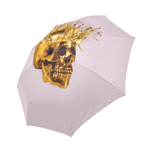 Cirque- Circus Metallic Gold Skull Umbrella- in Color Solid Light PINK, PASTEL