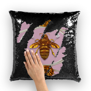 Versailles Bee Divergent- French Gothic Sequin Pillowcase or Throw Pillow in Nouveau Blush Taupe | Le Leanian™