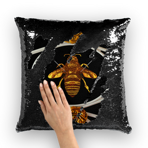 Versailles Bee Divergent- French Gothic Sequin Pillowcase or Throw Pillow in Back to Black | Le Leanian™