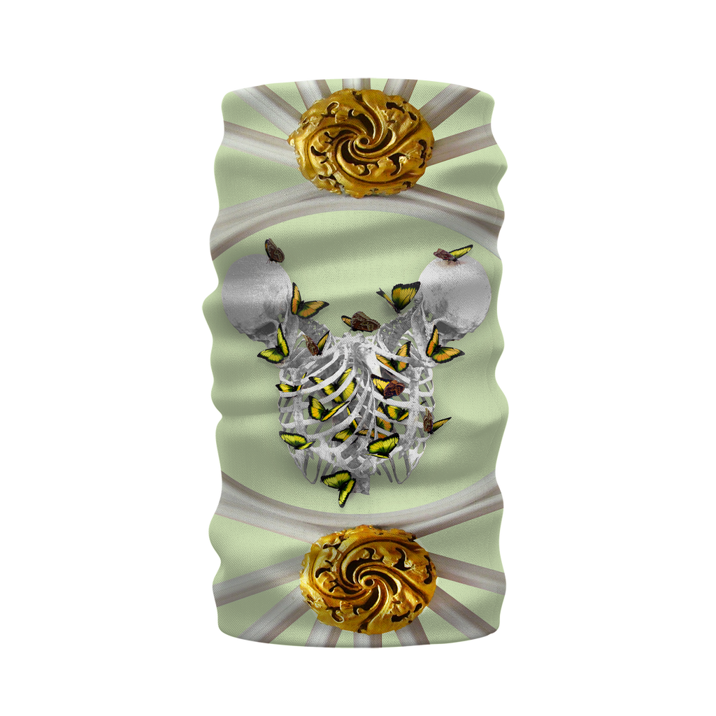 Versailles Gilded Divergence Golden Skull Whispers- French Gothic Neck Warmer- Morf Scarf in Pale Green | Le Leanian™