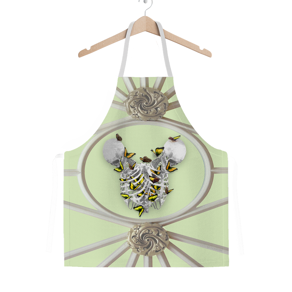 Versailles Divergence Skull Golden Whispers- Classic French Gothic Apron in Pale Green | Le Leanian™