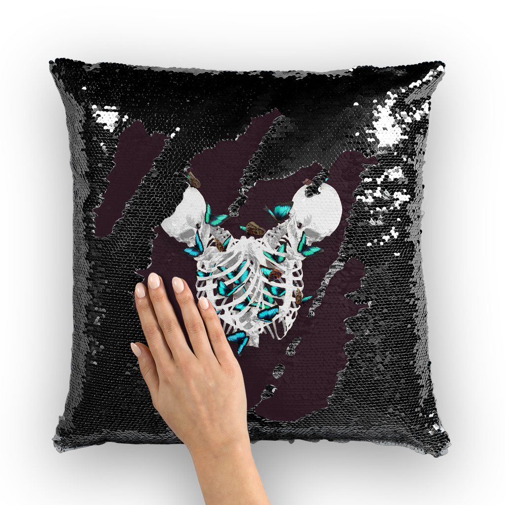 Versailles Divergence Teal Duality- French Gothic Sequin Pillowcase or Throw Pillow in Muted Eggplant Wine | Le Leanian™