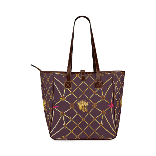 Skull & Honeycomb- Classic French Gothic Upscale Tote Bag in Eggplant Wine | Le Leanian™