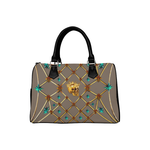 Skull & Teal Stars- French Gothic Boston Handbag in Cocoa Clay | Le Leanian™