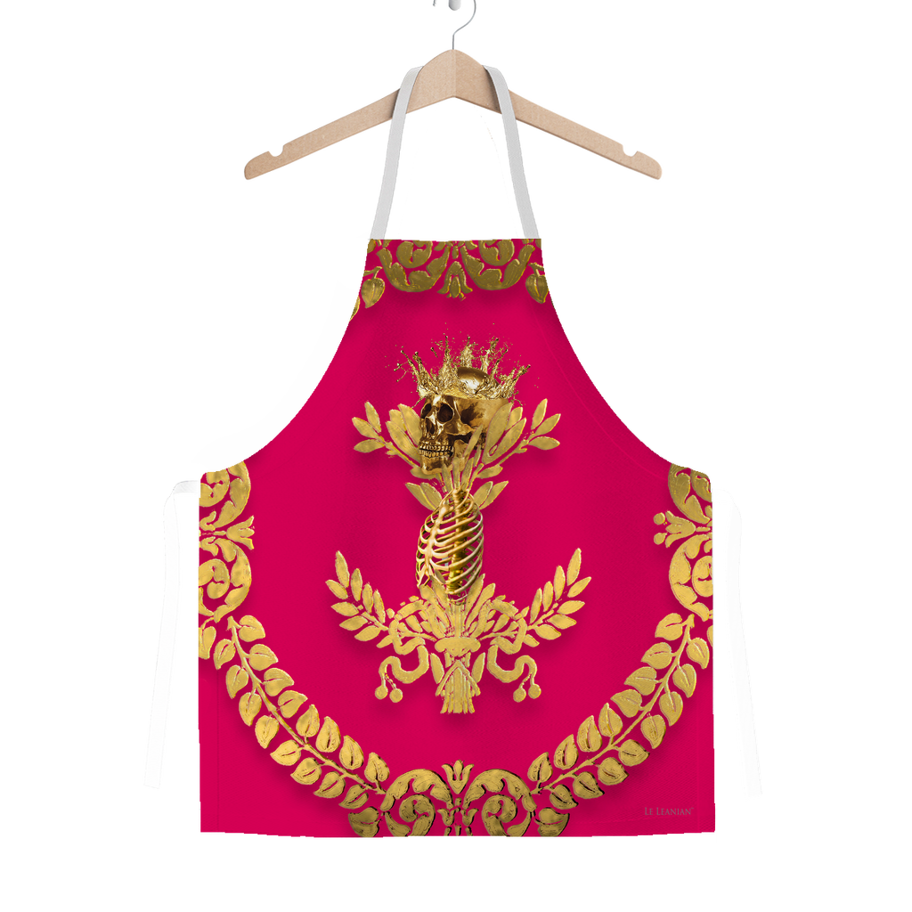 GOLD SKULL & GOLD WREATH-Classic APRON in Color FUCHSIA, HOT PINK, PINK