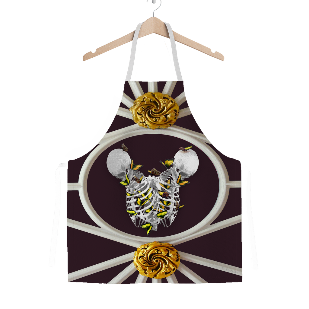 Versailles Gilded Skull Divergence Golden Whispers- Classic French Gothic Apron in Muted Eggplant Wine | Le Leanian™